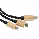 3-in-1 cable with elighted logo in a wooden casing