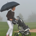 Automatic golf umbrella with windscreen