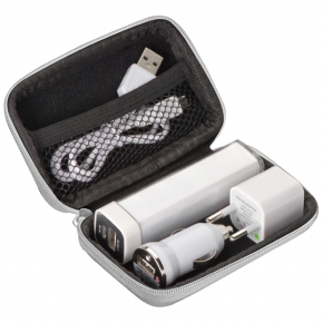Travel set - power bank 2200 mAh, EU plug, USB charger