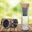 Glass bottle with bamboo cover and a filling capacity of 420ml