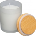 Candle in frosted glass with bamboo lid