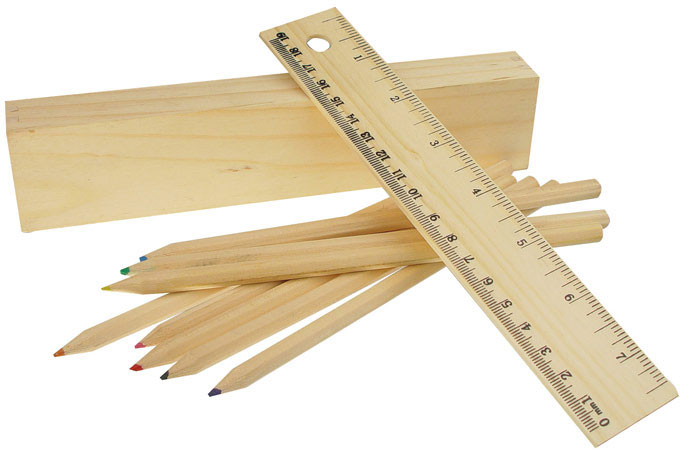 Coffret en bois avec 8 crayons de couleurs