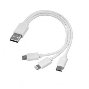 Cable 3 en 1, micro USB + type C + Lightning