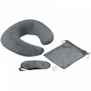 Travel set with neck pillow, sleep mask, and laundry bag