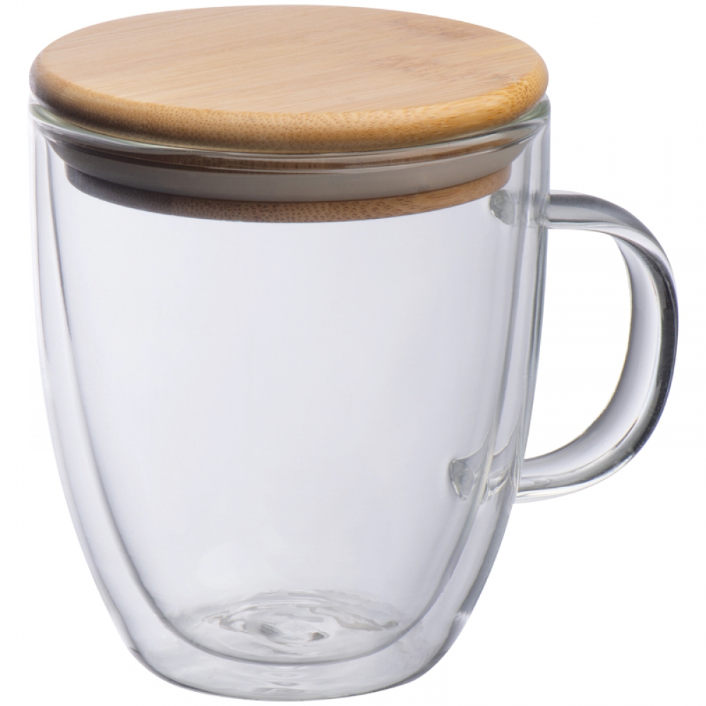 Double-walled glass with handle and 350 ml filling capacity