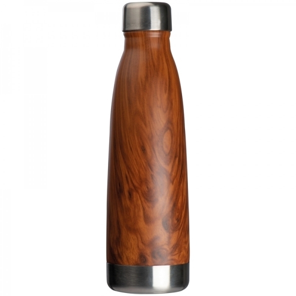 Stainless steel bottle with wooden look TAMPA 500 ml