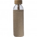 Glass Bottle with Bamboo Lid and Jute Cover