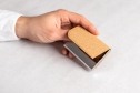 Metal Business Card Holder with cork Surface