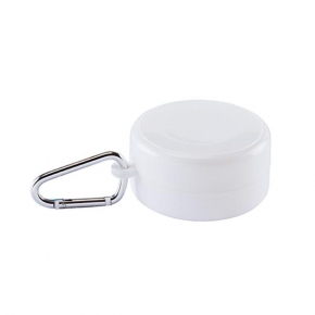 Foldable plastic cup 200 ml, with carabiner clip and pill compartment