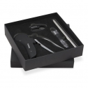Stainless steel wine set with corkscrew, wine cooler and bottle opener