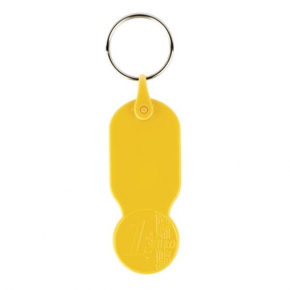 Key ring with 1 € chip for shopping cart, PS plastic