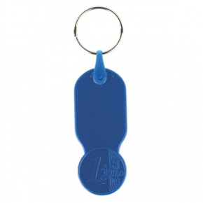 Key ring with 1 € chip for shopping cart, PS plastic / Key01