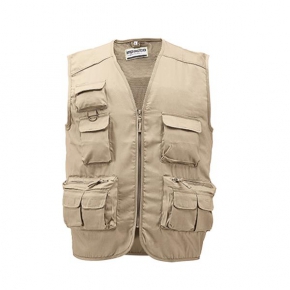 Multi-pocket vest in cotton twill, nylon zipper XL