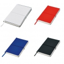 Hardcover notebook with metal edge and pocket