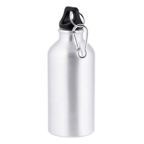 Aluminium drinking bottle, 400ml for sublimation with carabiner clip
