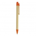 Recycled cardboard ball pen, with wooden clip