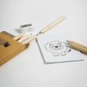 Colouring set with drawings and sharpener