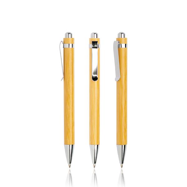 Bamboo ball pen, with metal clip