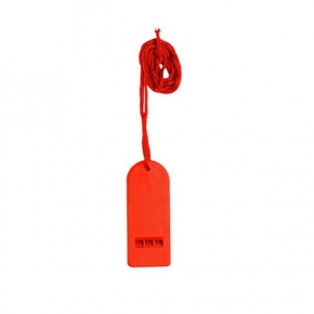 Plastic whistle with nylon cord