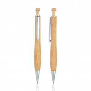 Wooden ball pen with metal details