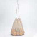 100% Cotton and mesh drawstring bag