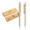 Bamboo fiber ball pen and mechanical pencil set in gift case