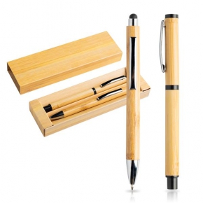 Bamboo ball pen and roller set in gift case / Bamkit