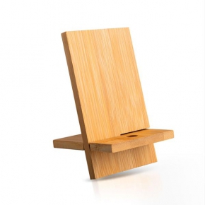Bamboo mobile phone holder with cable slot / Bambell
