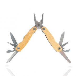 Bamboo and stainless steel multifunction foldable pliers