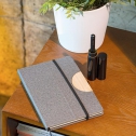 A5 block in linen, with bamboo detail for mobile phone holder / Holderbook