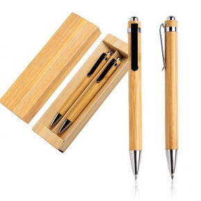 Bamboo ballpoint and infinity pencil set, case / Dubbo